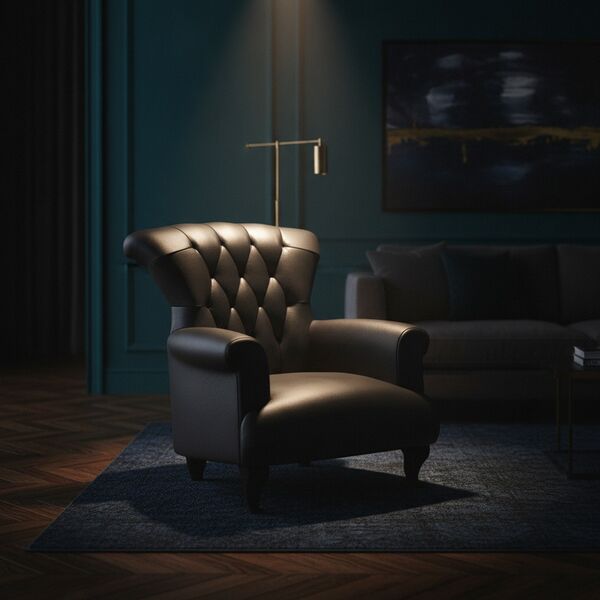 Classic Leather Black Armchair 03 - interior view 2