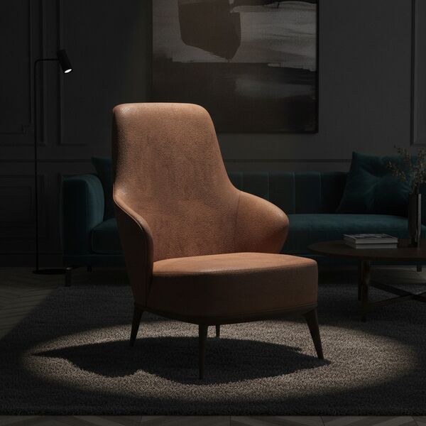 Nabuk Brown Armchair 07 - interior view 2
