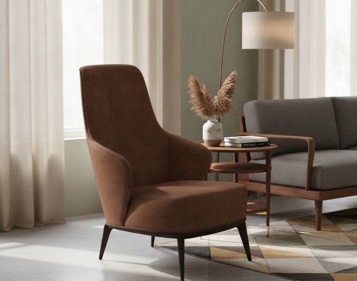 Nabuk Brown Armchair 07 3D Model