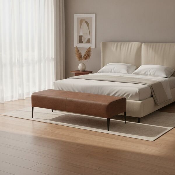 Bed Nabuk Brown Bench 01 - interior view 1