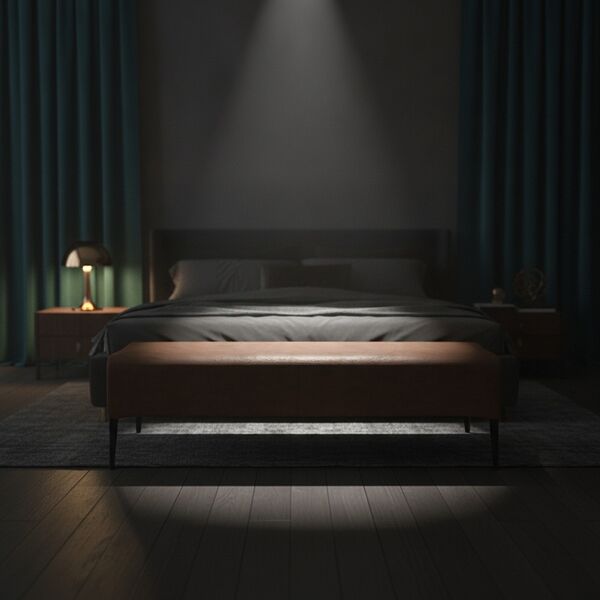 Bed Nabuk Brown Bench 01 - interior view 2