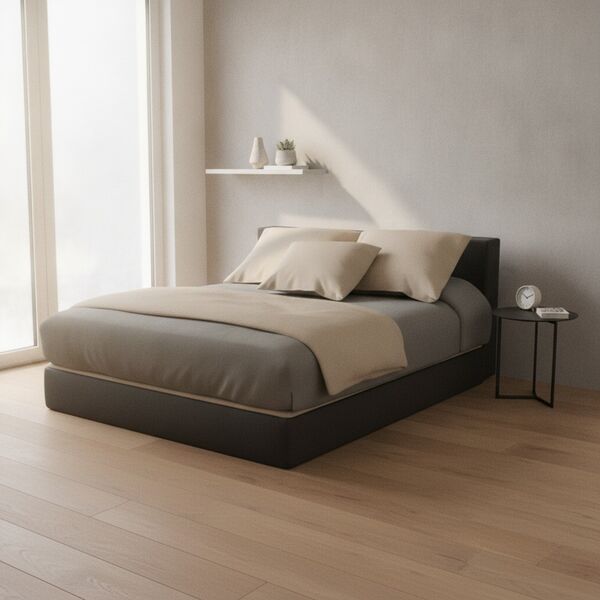 Double Brown Wood Bed 02 - interior view 1