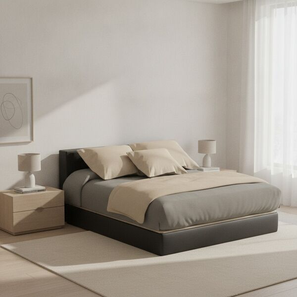 Double Brown Wood Bed 02 - interior view 2