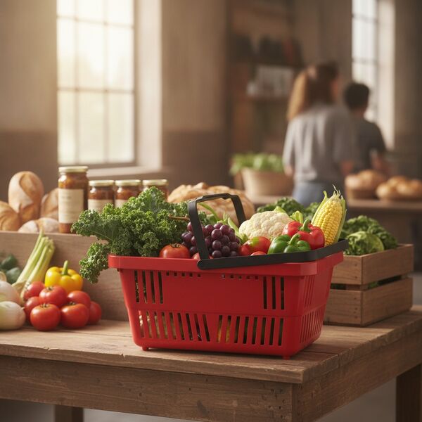 Shopping Plastic Red Basket 01 - interior view 1