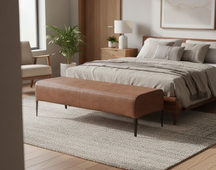 Bed Nabuk Brown Bench 01 3D Model