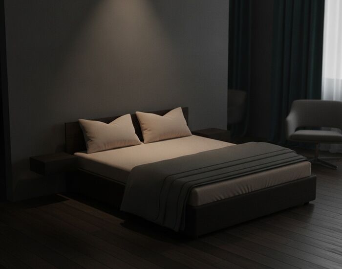 Double Brown Wood Bed 01 3D Model