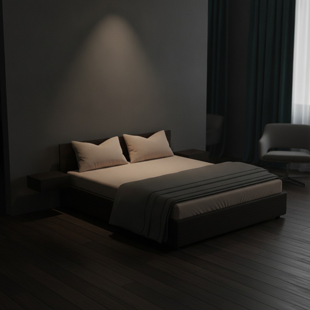 Double Brown Wood Bed 01 3D Model
