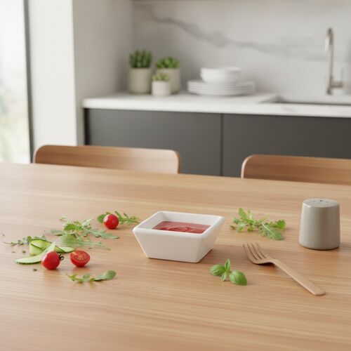 Squared Ceramic White Sauce Bowl 01 3D Model