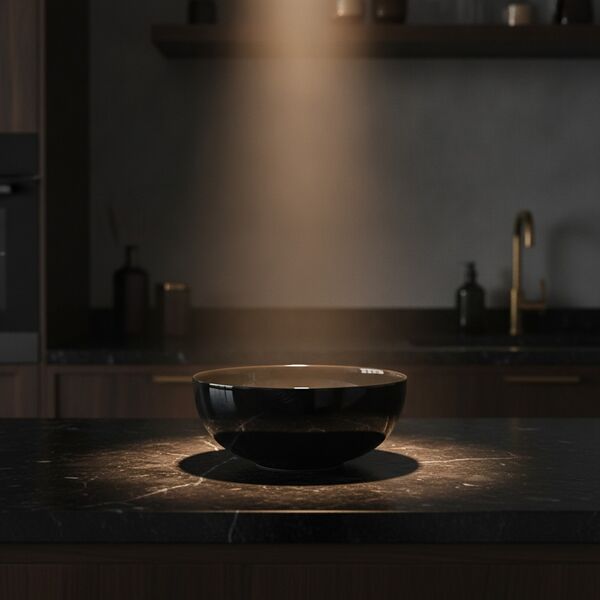 Ceramic Black Round Bowl 05 - interior view 2