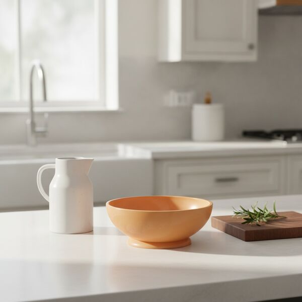 Ceramic Orange Round Bowl 01 - interior view 1