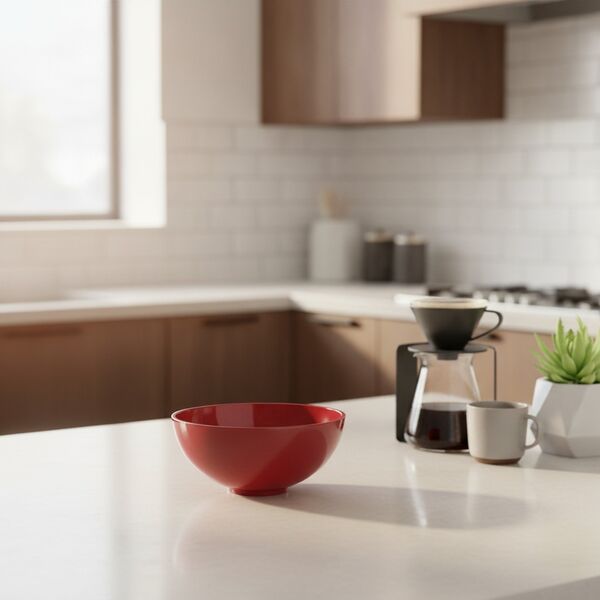 Ceramic Red Round Bowl 03 - interior view 1