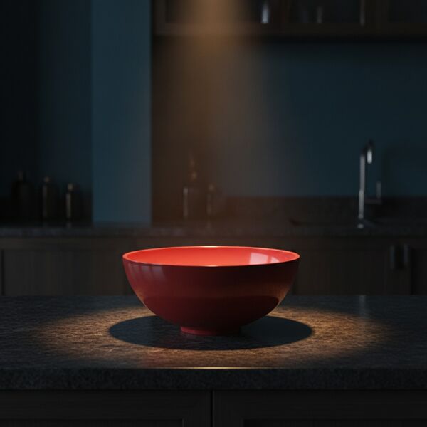 Ceramic Red Round Bowl 03 - interior view 2