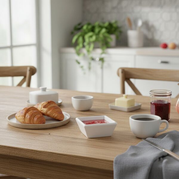 Squared Ceramic White Sauce Bowl 01 - interior view 1