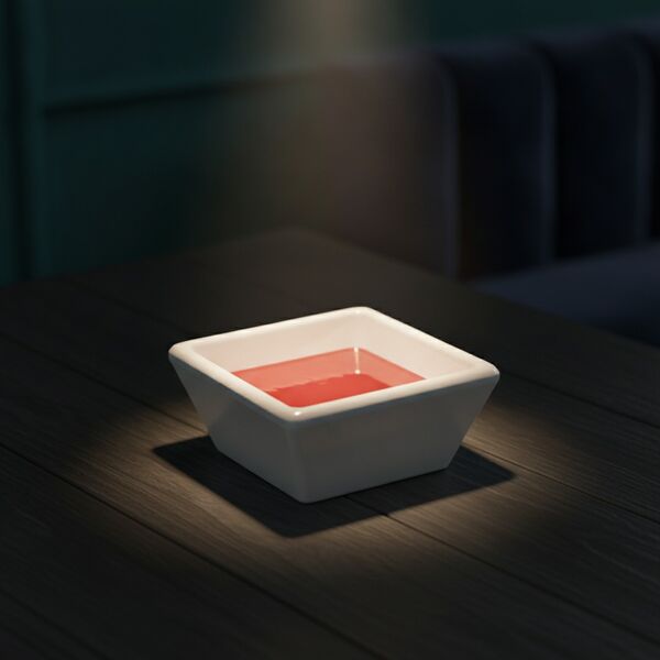 Squared Ceramic White Sauce Bowl 01 - interior view 2