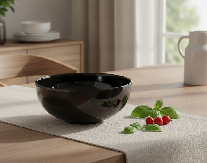 Ceramic Black Round Bowl 05 3D Model