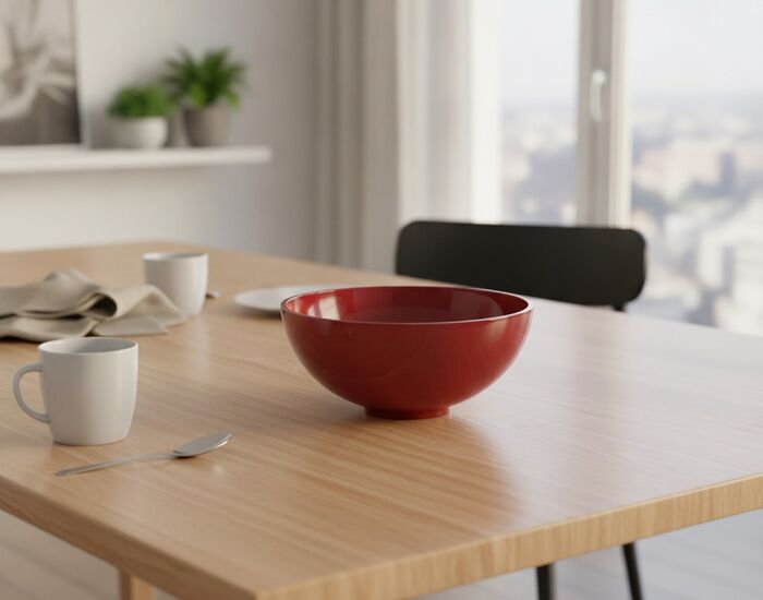 Ceramic Red Round Bowl 03 3D Model