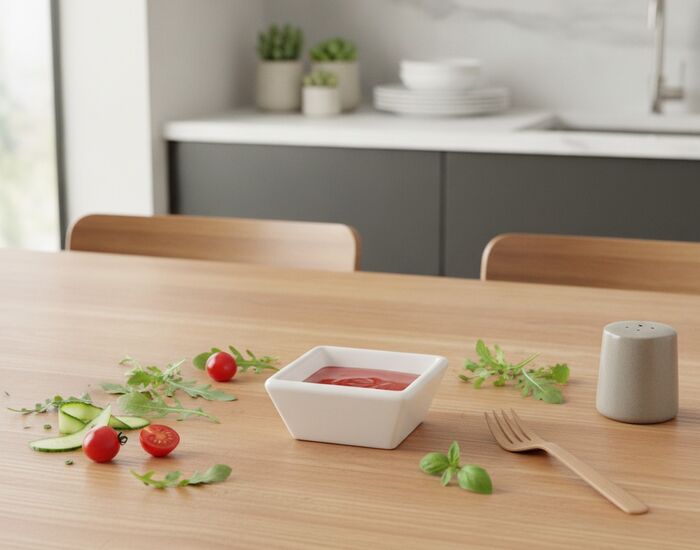 Squared Ceramic White Sauce Bowl 01 3D Model