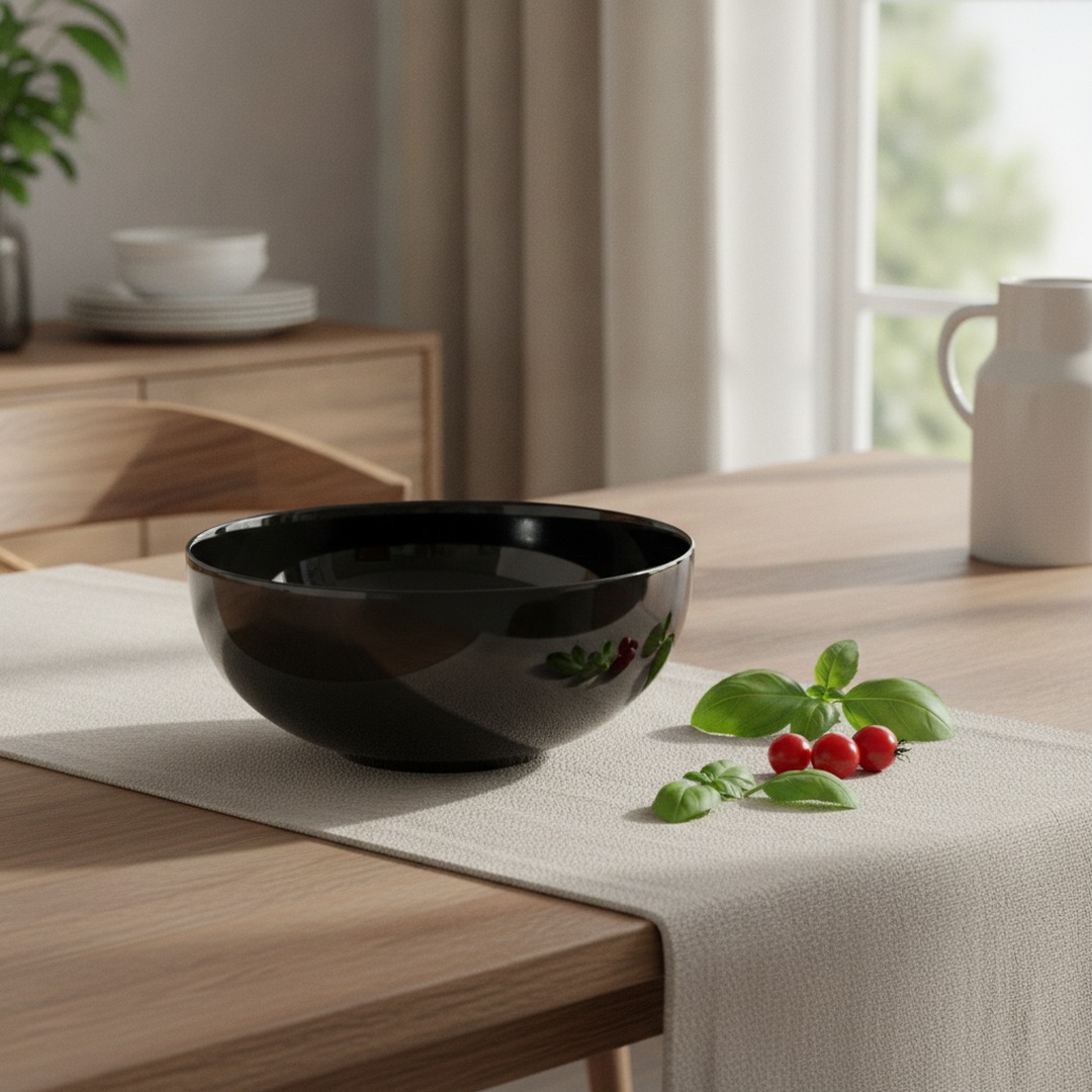 Ceramic Black Round Bowl 05 3D Model
