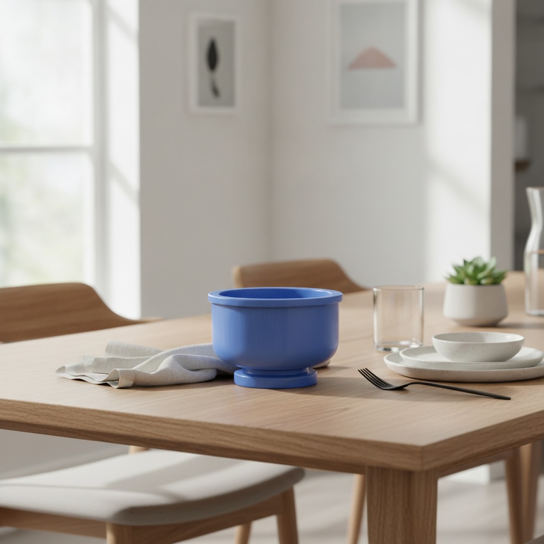 Ceramic Blue Round Bowl 04 3D Model