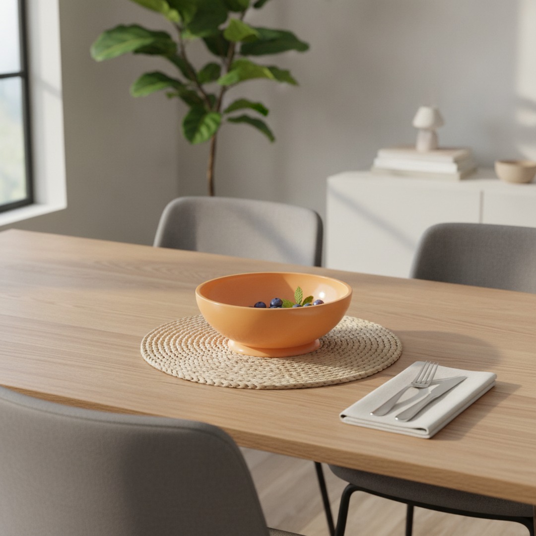 Ceramic Orange Round Bowl 01 3D Model
