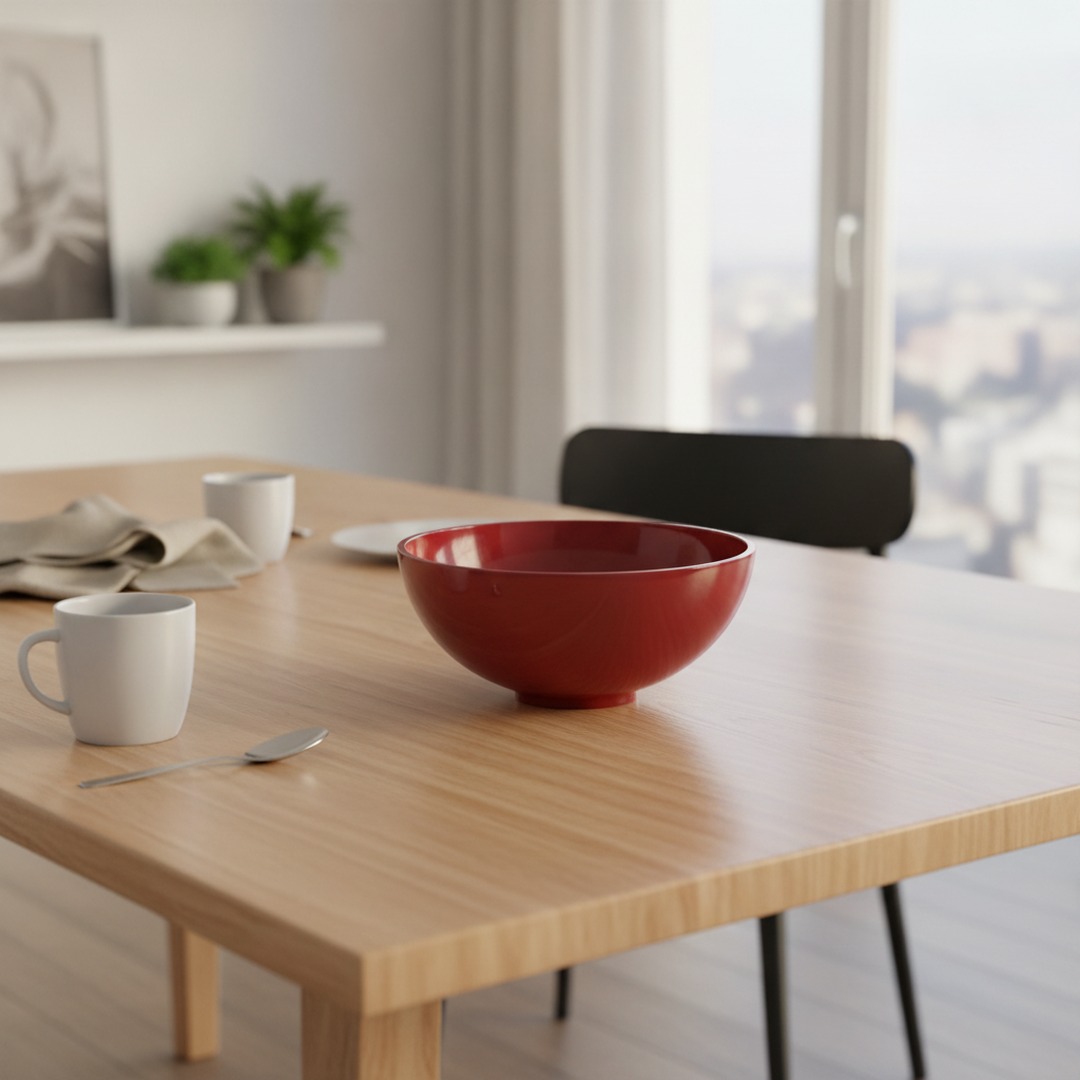 Ceramic Red Round Bowl 03 3D Model