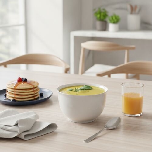 Ceramic White Round Soup Bowl 01 3D Model