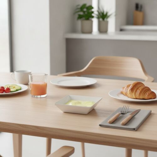 Squared Ceramic White Sauce Bowl 02 3D Model