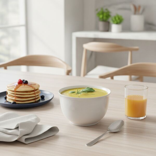 Ceramic White Round Soup Bowl 01 3D Model