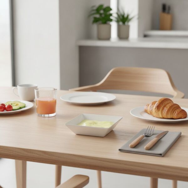 Squared Ceramic White Sauce Bowl 02 3D Model