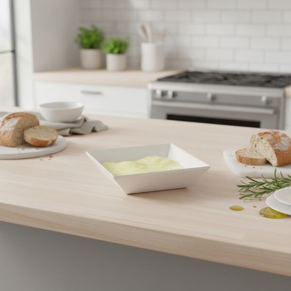 Squared Ceramic White Sauce Bowl 02 - interior view 1