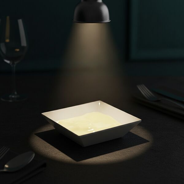 Squared Ceramic White Sauce Bowl 02 - interior view 2