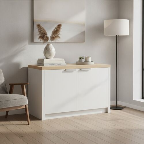 Double White Wood Top Kitchen Cabinet 01 3D Model