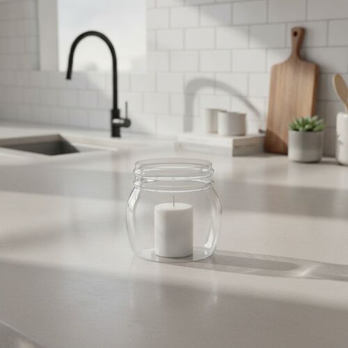 White Glass Pot Candle 01 3D Model