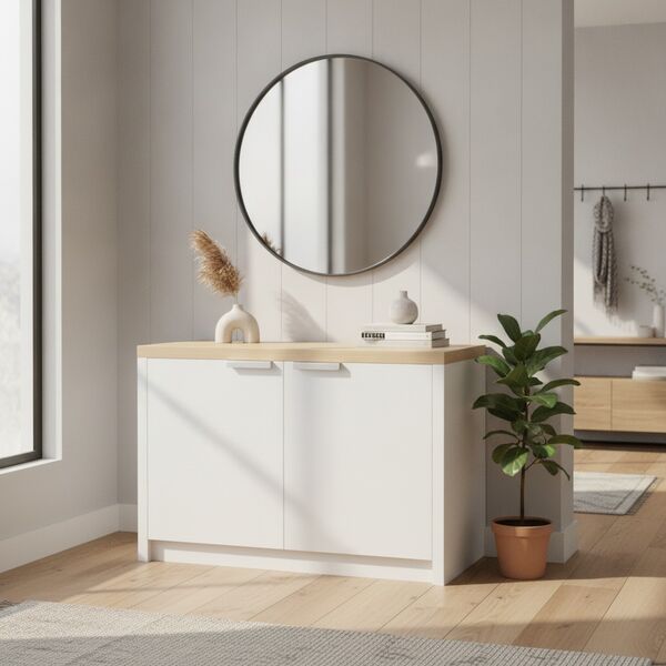 Double White Wood Top Kitchen Cabinet 01 - interior view 1