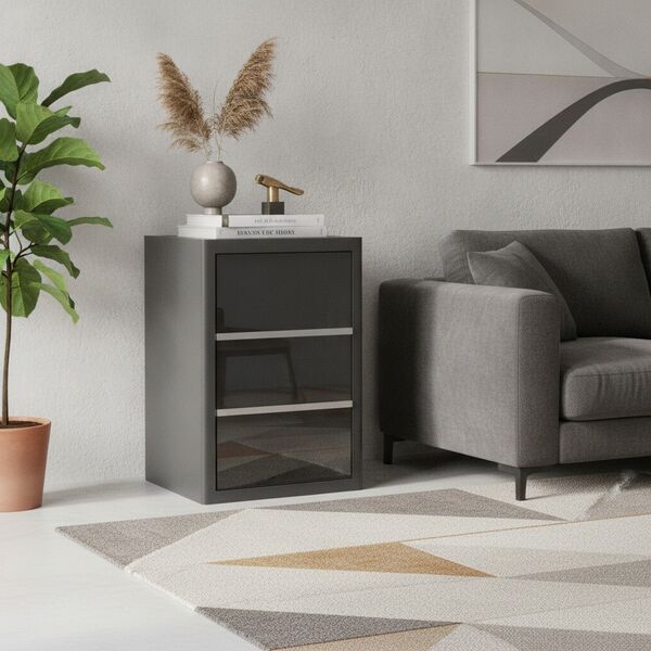 Single Black With Glass Cabinet 01 3D Model