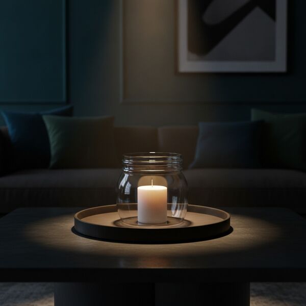 White Glass Pot Candle 01 - interior view 1