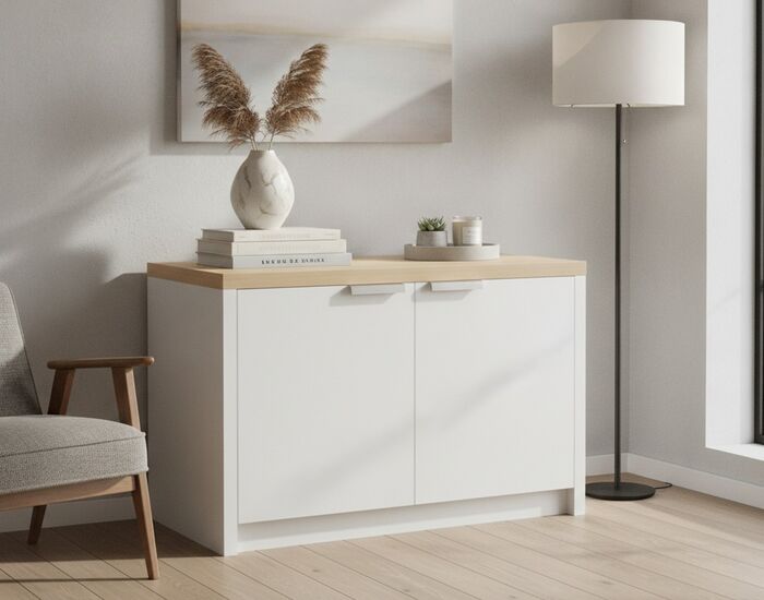 Double White Wood Top Kitchen Cabinet 01 3D Model