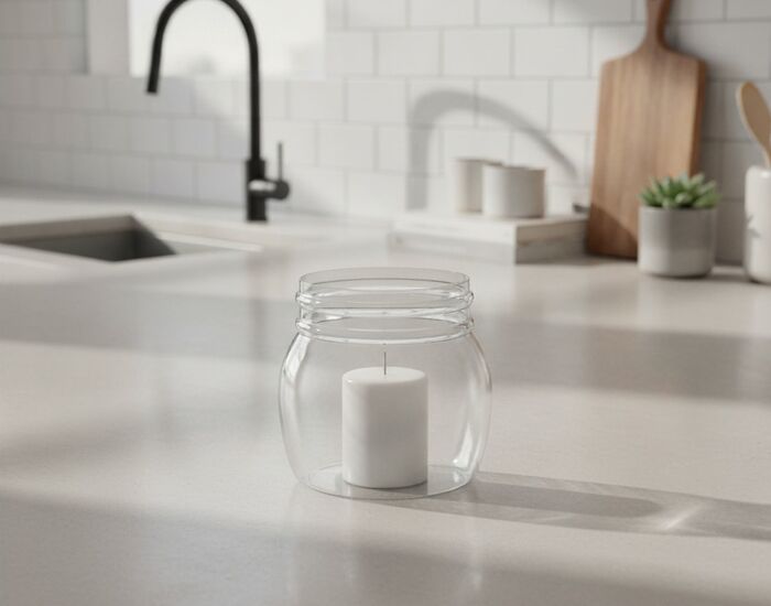 White Glass Pot Candle 01 3D Model