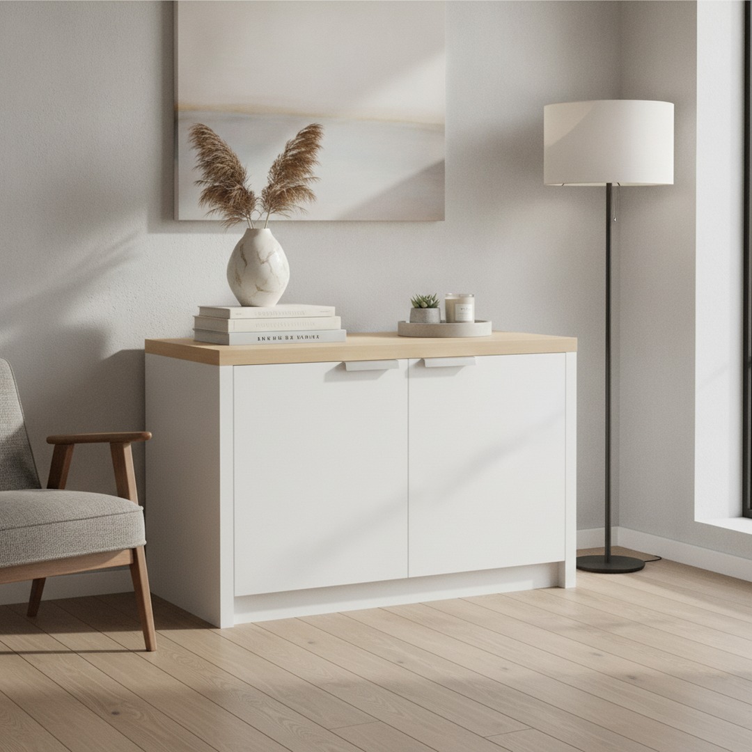 Double White Wood Top Kitchen Cabinet 01 3D Model