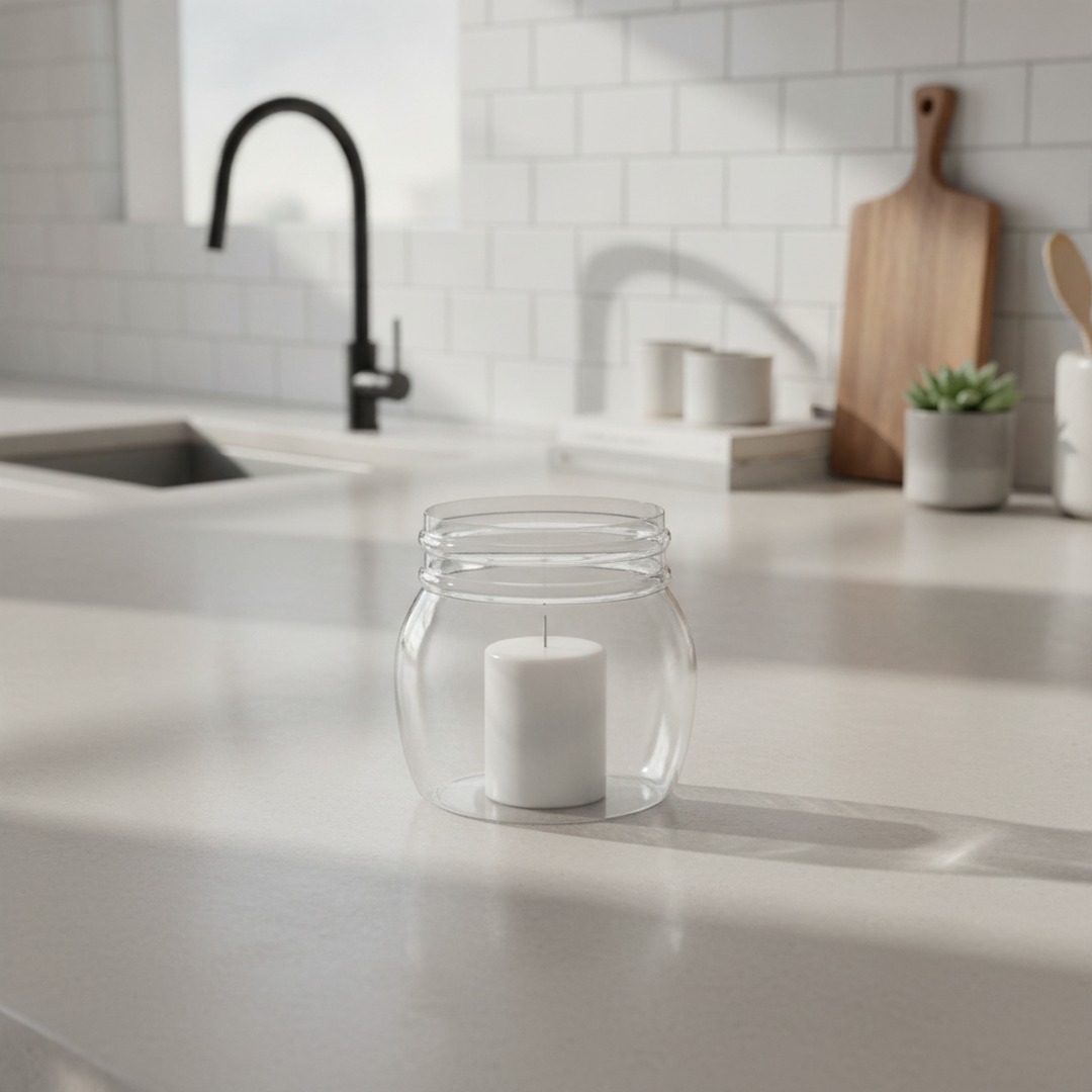 White Glass Pot Candle 01 3D Model