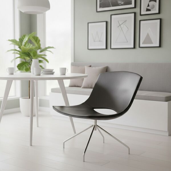 Modern Black Leather Chair 02 3D Model