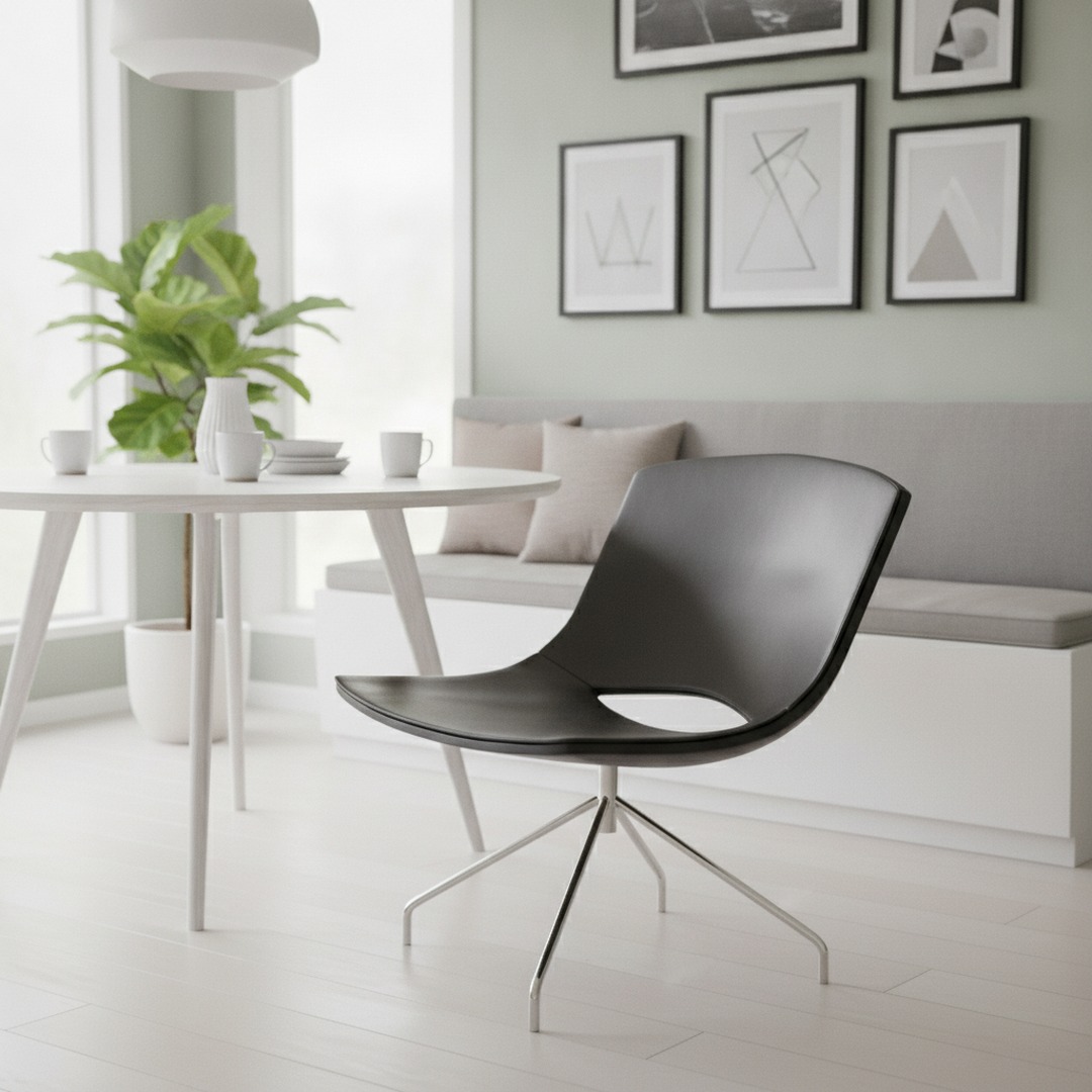 Modern Black Leather Chair 02 3D Model