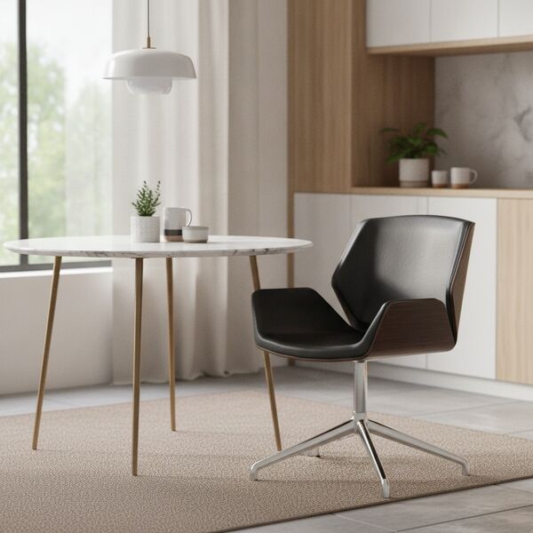 Office Wood And Leather Chair 06 - interior view 1