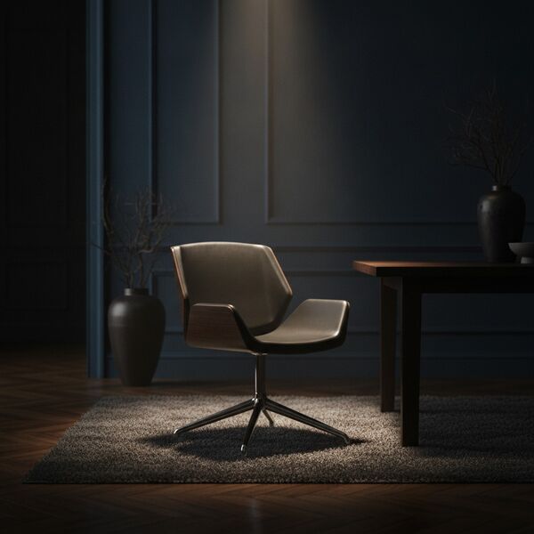 Office Wood And Leather Chair 06 - interior view 2
