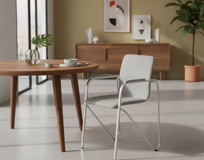Modern Gray Metal Structure Chair 06 3D Model