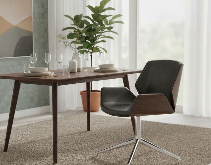 Office Wood And Leather Chair 06 3D Model