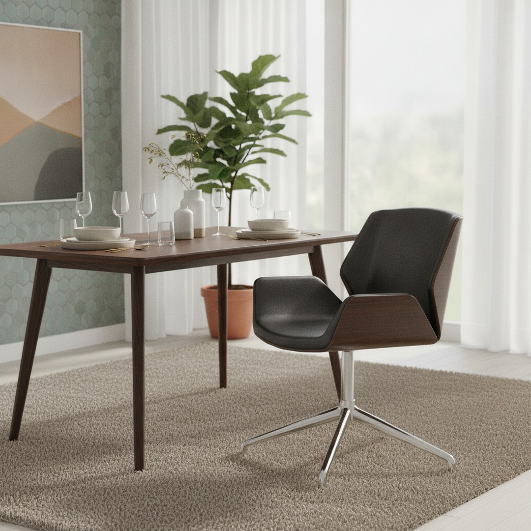 Office Wood And Leather Chair 06 3D Model
