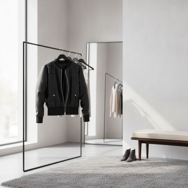 Black Leather Hanged Coat 01 - interior view 1