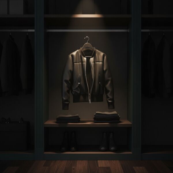 Black Leather Hanged Coat 01 - interior view 2