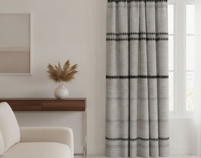 Fabric Gray Curtain 02 3D Model